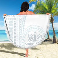 Samoa White Sunday Beach Blanket Classic Siapo Style LT7 - Polynesian Pride