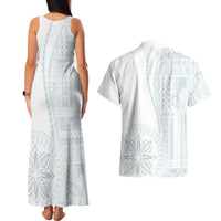 Samoa White Sunday Couples Matching Tank Maxi Dress and Hawaiian Shirt Classic Siapo Style LT7 - Polynesian Pride