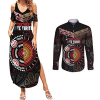 Aotearoa and Australia Indigenous Couples Matching Summer Maxi Dress and Long Sleeve Button Shirt Stand Together For Te Tiriti