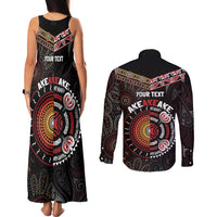 Aotearoa and Australia Indigenous Couples Matching Tank Maxi Dress and Long Sleeve Button Shirt Stand Together For Te Tiriti