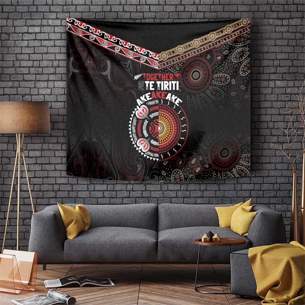 Aotearoa and Australia Indigenous Tapestry Stand Together For Te Tiriti LT7 Black - Polynesian Pride