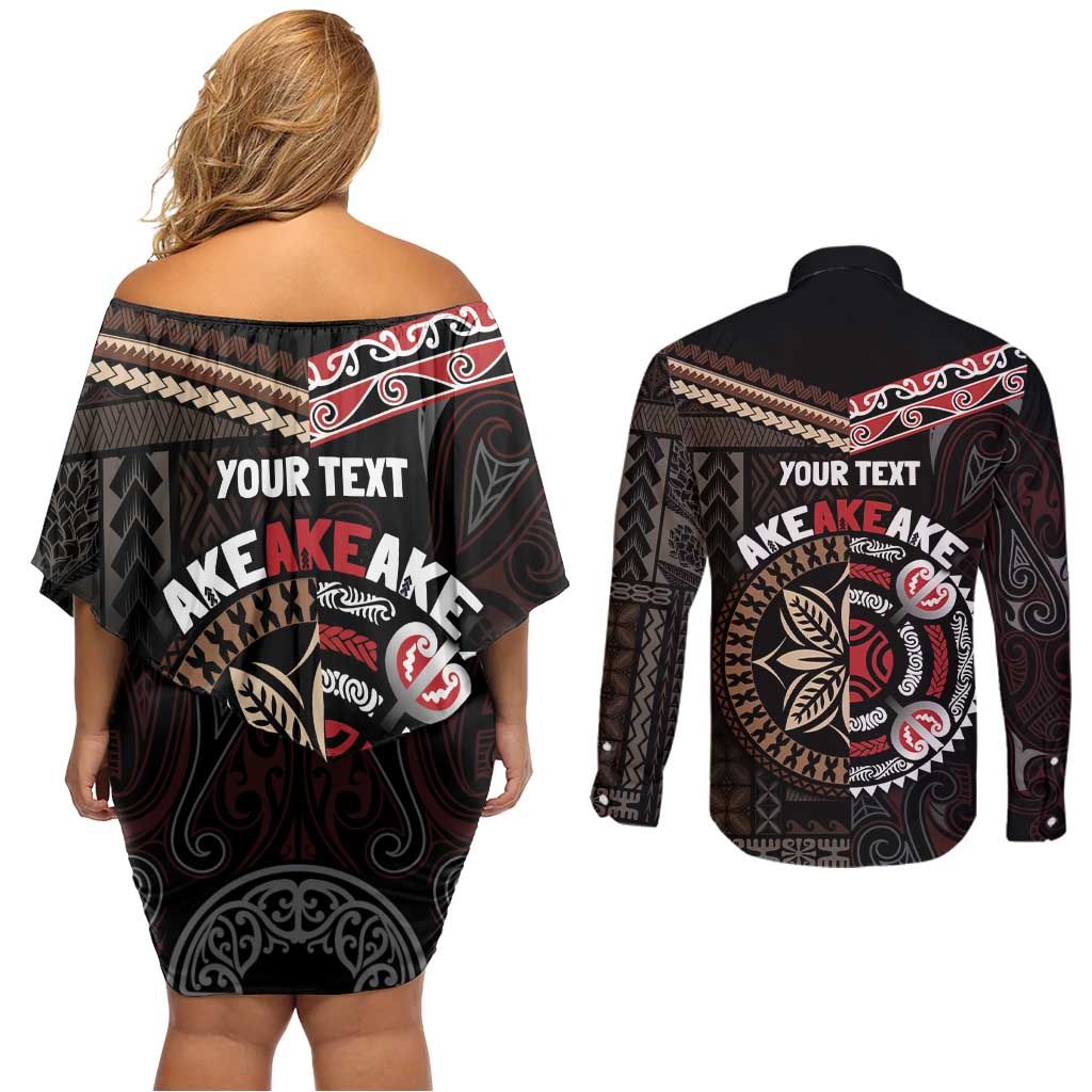 Aotearoa and Samoa Together For Te Tiriti Couples Matching Off Shoulder Short Dress and Long Sleeve Button Shirt Kowhaiwhai Mix Siapo LT7 - Polynesian Pride