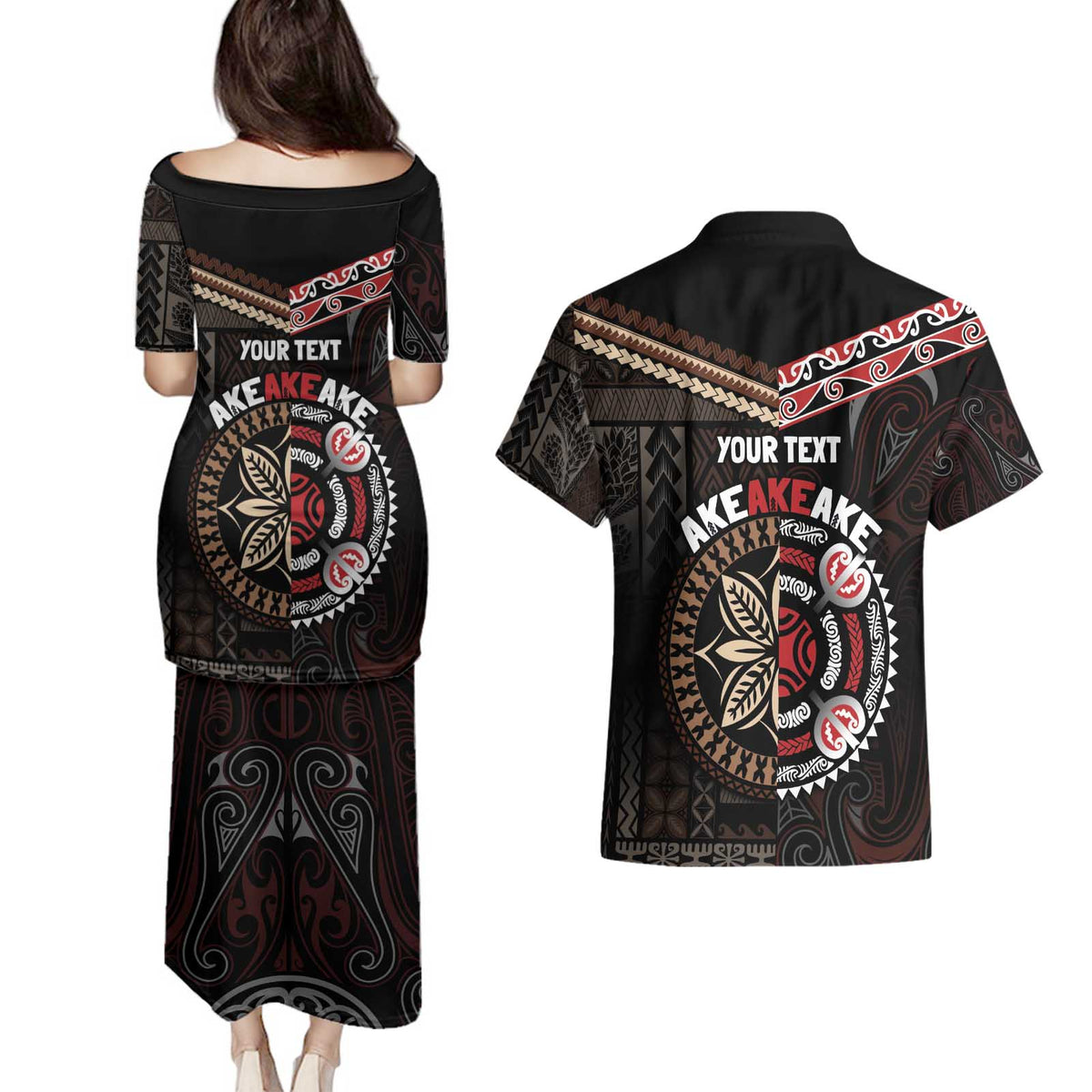 Aotearoa and Samoa Together For Te Tiriti Couples Matching Puletasi and Hawaiian Shirt Kowhaiwhai Mix Siapo