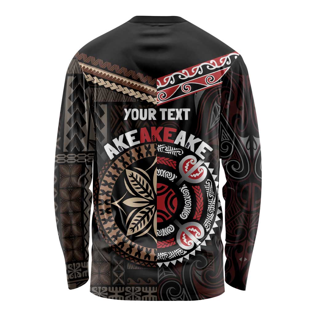 Aotearoa and Samoa Together For Te Tiriti Long Sleeve Shirt Kowhaiwhai Mix Siapo LT7 - Polynesian Pride