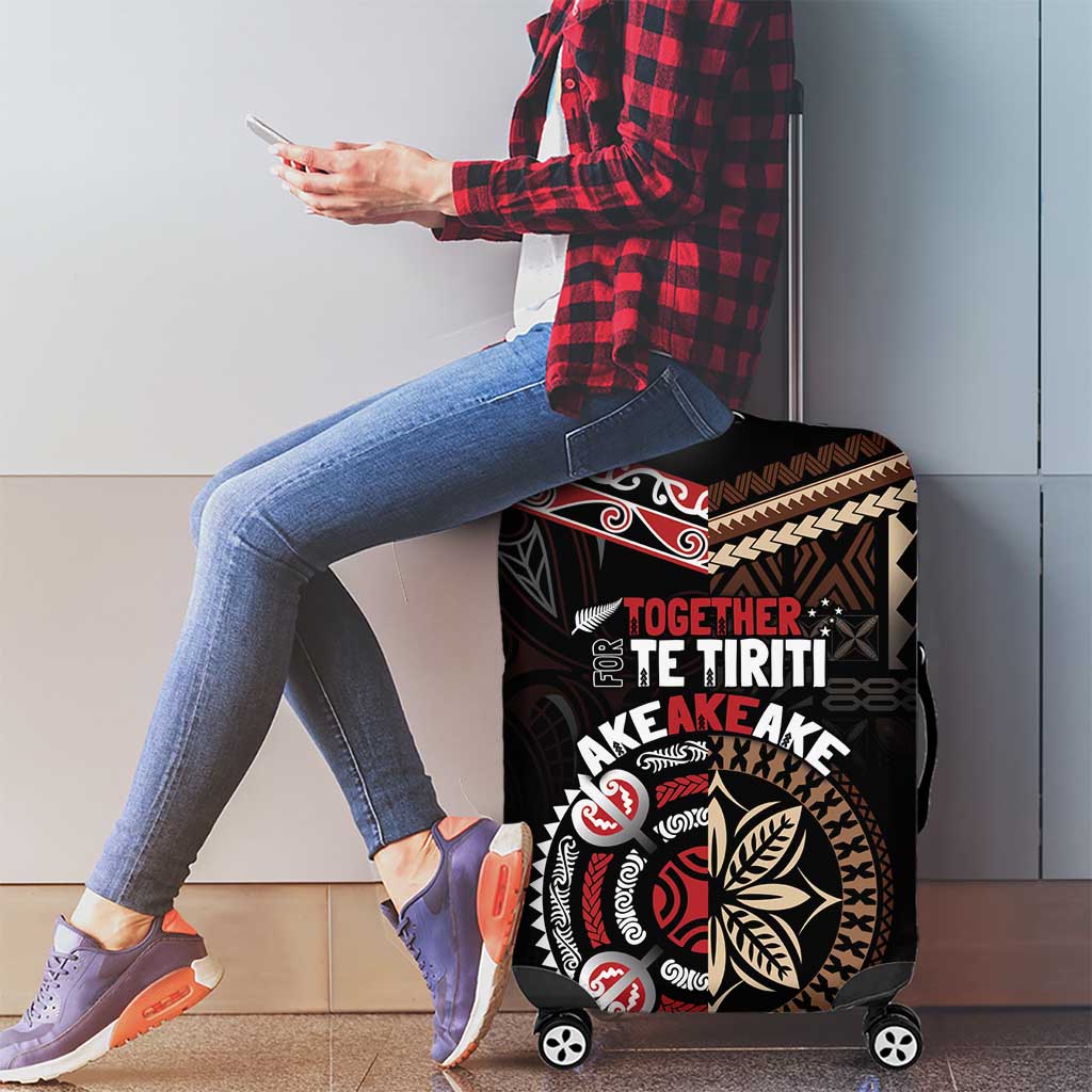 Aotearoa and Samoa Together For Te Tiriti Luggage Cover Kowhaiwhai Mix Siapo