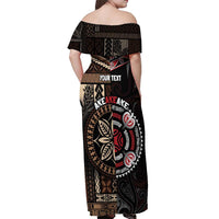 Aotearoa and Samoa Together For Te Tiriti Off Shoulder Maxi Dress Kowhaiwhai Mix Siapo
