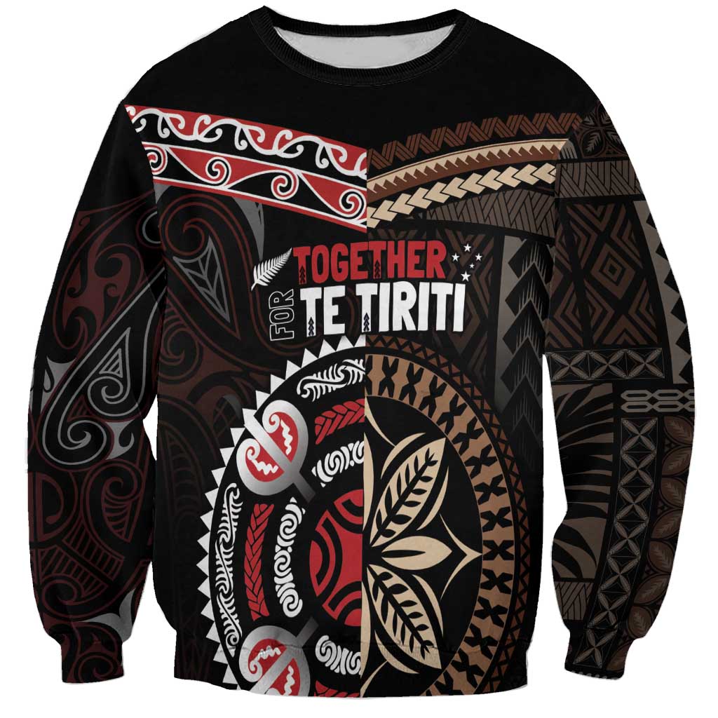 Aotearoa and Samoa Together For Te Tiriti Sweatshirt Kowhaiwhai Mix Siapo