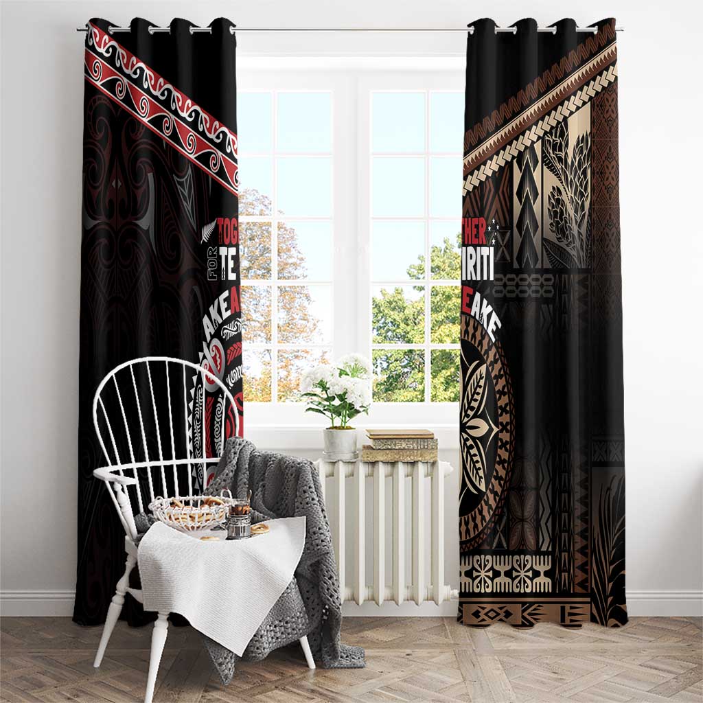 Aotearoa and Samoa Together For Te Tiriti Window Curtain Kowhaiwhai Mix Siapo