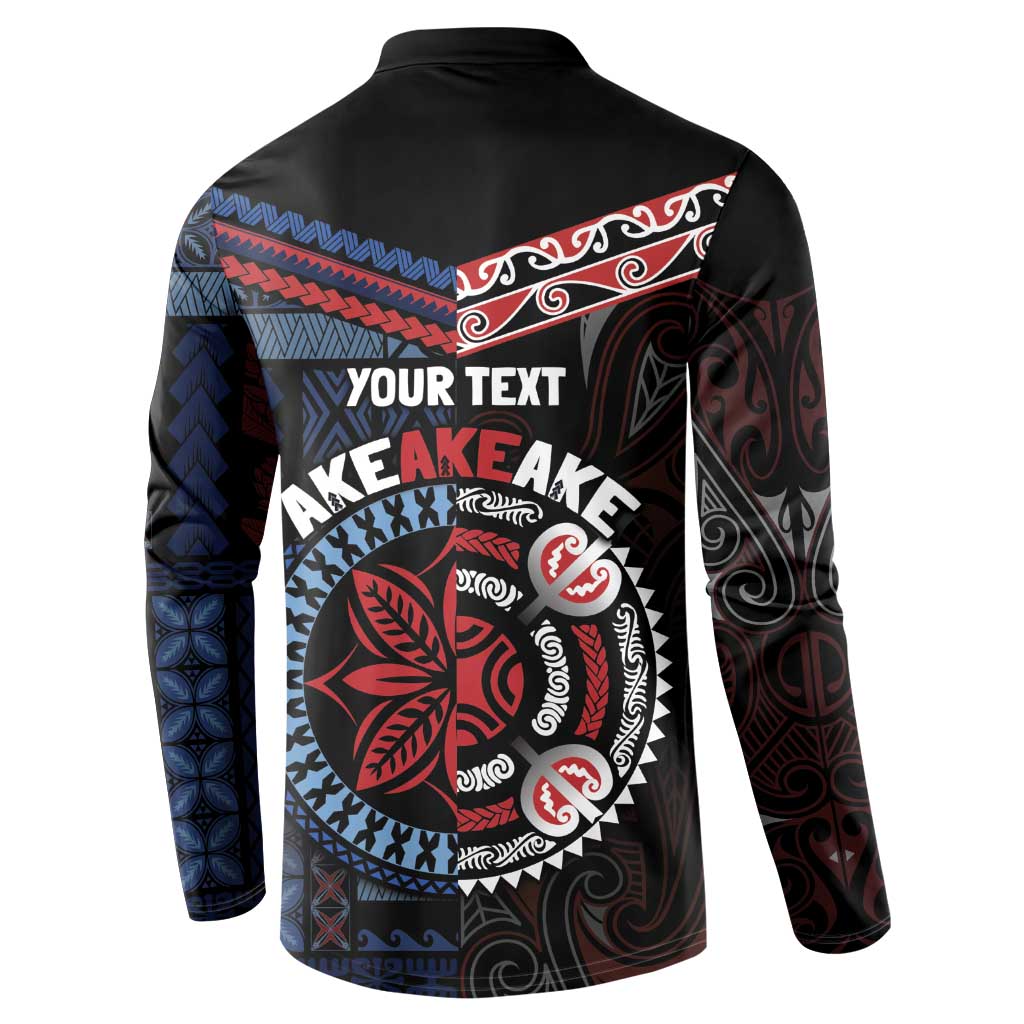 Aotearoa and Samoa Together For Te Tiriti Button Sweatshirt Kowhaiwhai Mix Siapo - Flag Color LT7 - Polynesian Pride