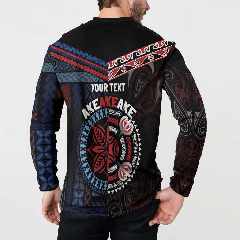 Aotearoa and Samoa Together For Te Tiriti Button Sweatshirt Kowhaiwhai Mix Siapo - Flag Color LT7 - Polynesian Pride