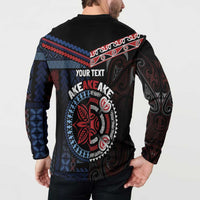Aotearoa and Samoa Together For Te Tiriti Button Sweatshirt Kowhaiwhai Mix Siapo - Flag Color LT7 - Polynesian Pride