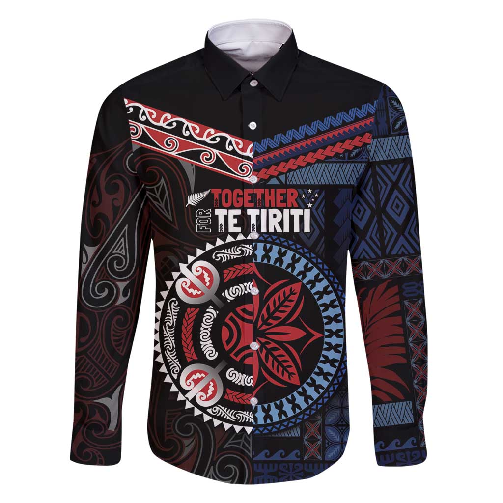 Aotearoa and Samoa Together For Te Tiriti Family Matching Summer Maxi Dress and Hawaiian Shirt Kowhaiwhai Mix Siapo - Flag Color