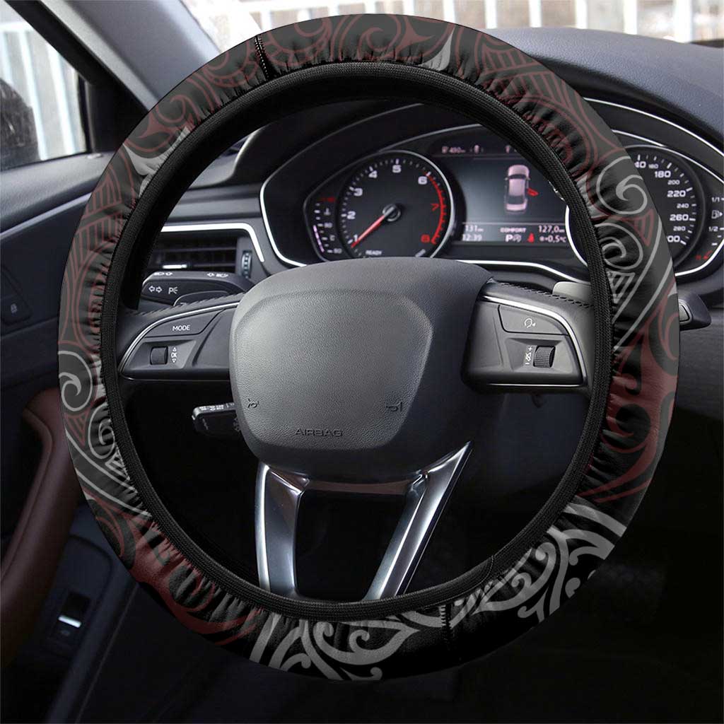 Aotearoa and Samoa Together For Te Tiriti Steering Wheel Cover Kowhaiwhai Mix Siapo - Flag Color LT7 - Polynesian Pride