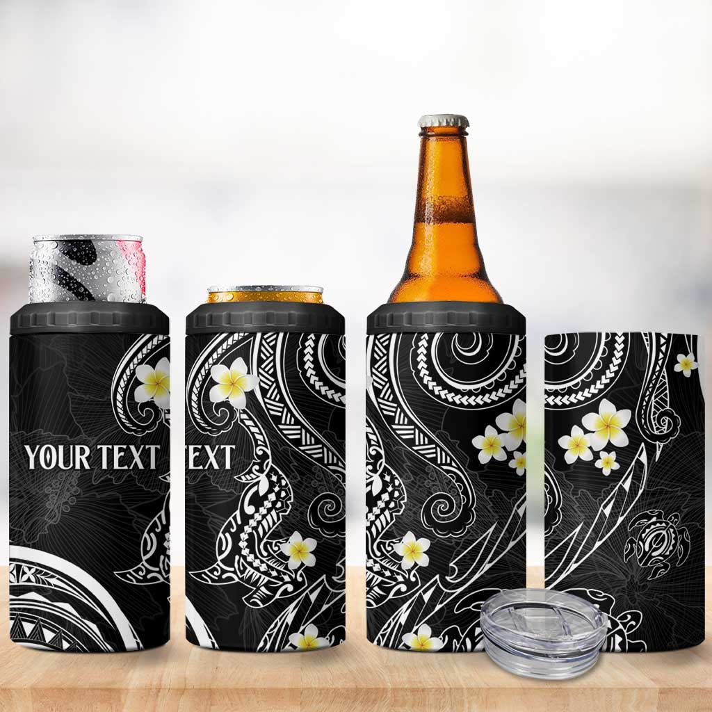 Polynesia Tribal 4 in 1 Can Cooler Tumbler Tentacles Plumeria