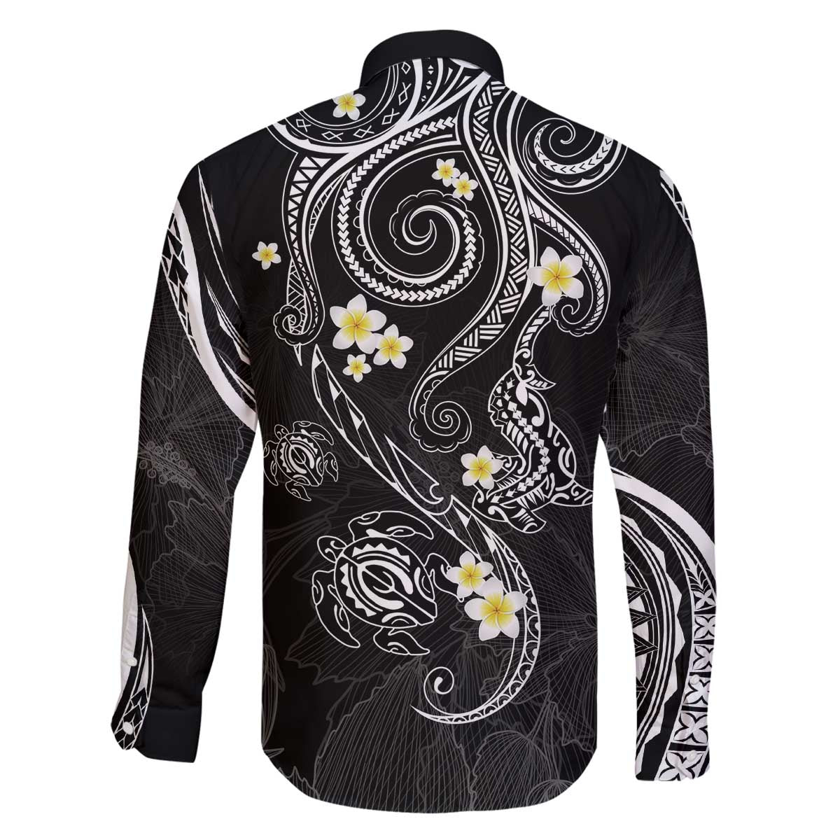 Polynesia Tribal Family Matching Off The Shoulder Long Sleeve Dress and Hawaiian Shirt Tentacles Plumeria