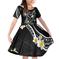 Polynesia Tribal Family Matching Off Shoulder Short Dress and Hawaiian Shirt Tentacles Plumeria
