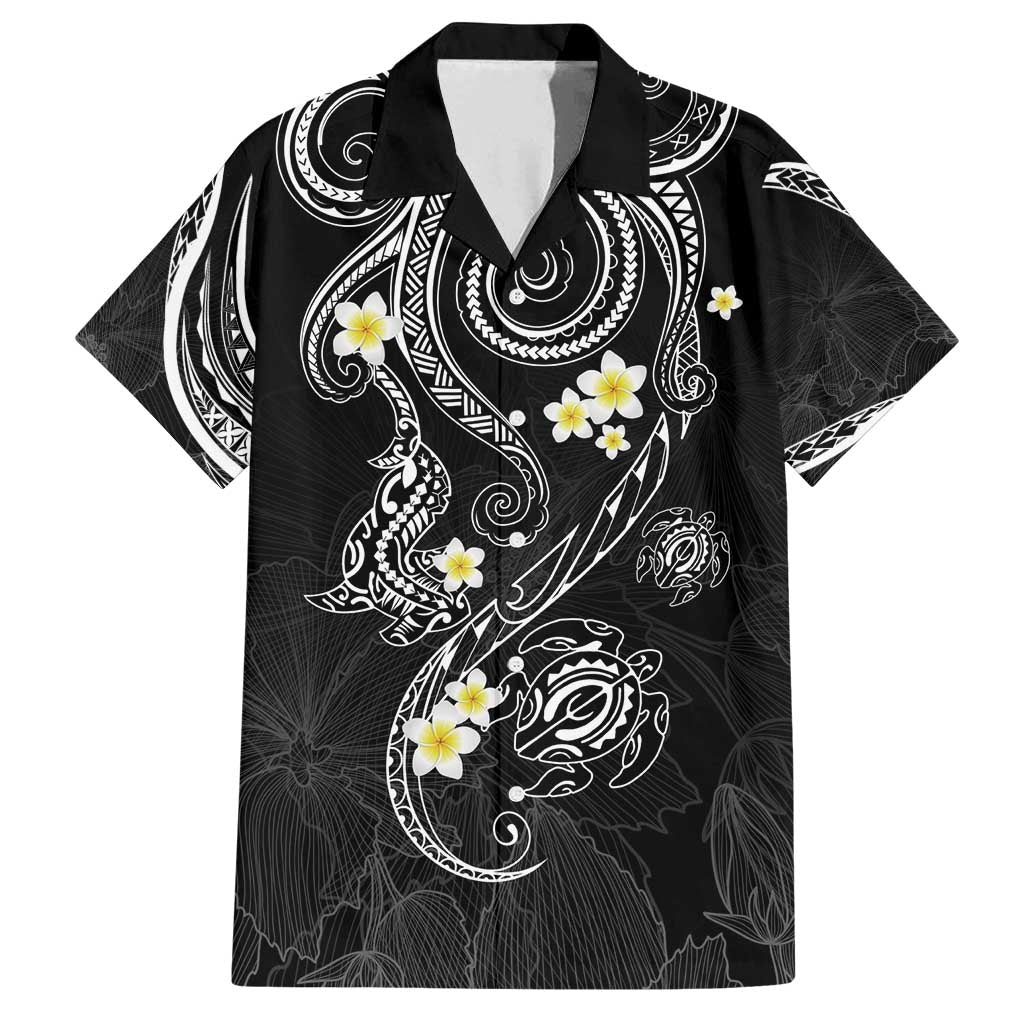 Polynesia Tribal Family Matching Off Shoulder Short Dress and Hawaiian Shirt Tentacles Plumeria