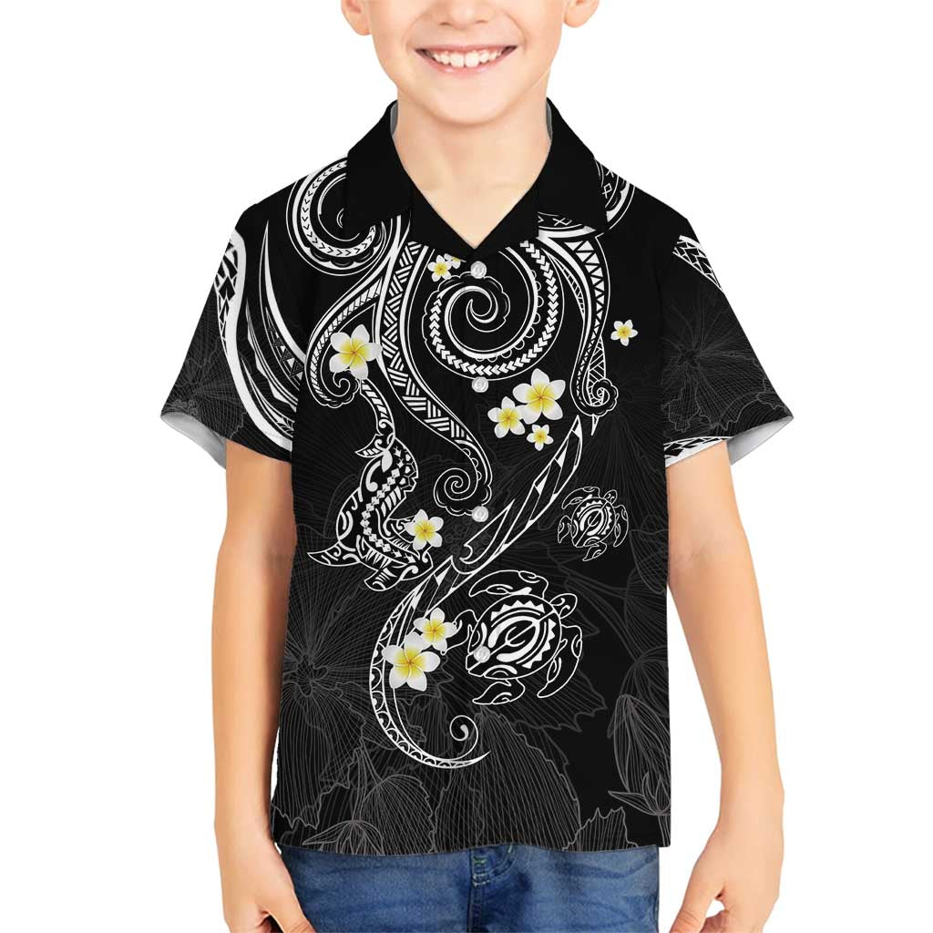 Polynesia Tribal Family Matching Off Shoulder Short Dress and Hawaiian Shirt Tentacles Plumeria
