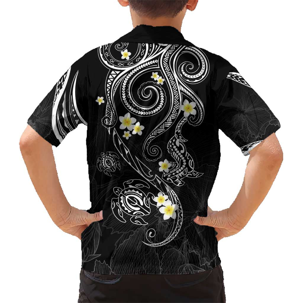 Polynesia Tribal Family Matching Short Sleeve Bodycon Dress and Hawaiian Shirt Tentacles Plumeria