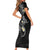 Polynesia Tribal Family Matching Short Sleeve Bodycon Dress and Hawaiian Shirt Tentacles Plumeria