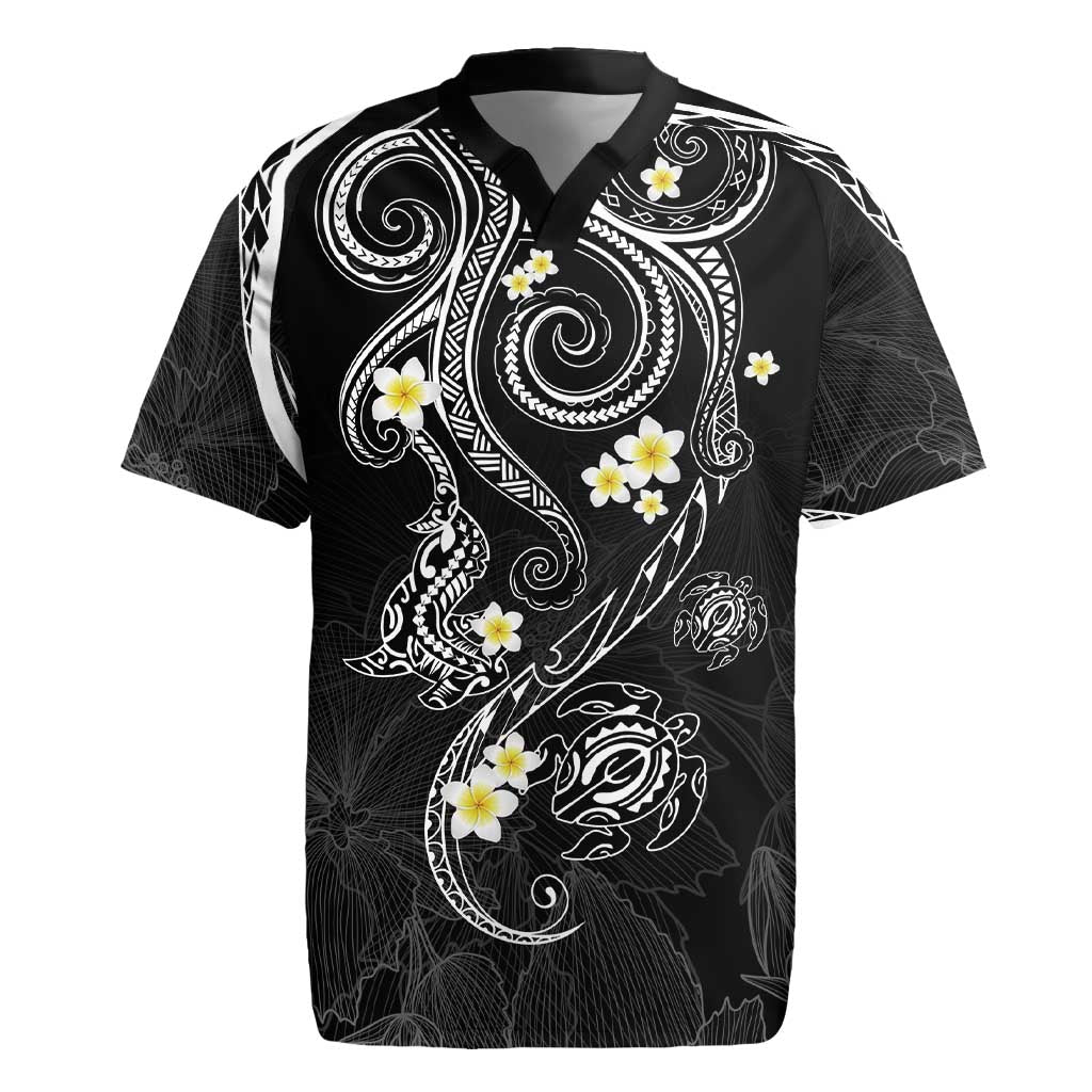 Polynesia Tribal Rugby Jersey Tentacles Plumeria
