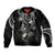 Polynesia Tribal Sleeve Zip Bomber Jacket Tentacles Plumeria