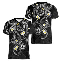 Polynesia Tribal Women V-Neck T-Shirt Tentacles Plumeria