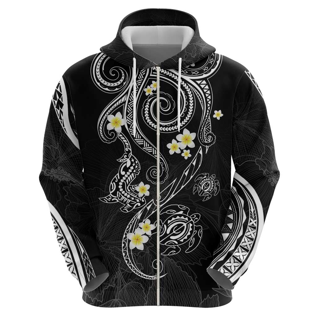 Polynesia Tribal Zip Hoodie Tentacles Plumeria LT7 - Polynesian Pride