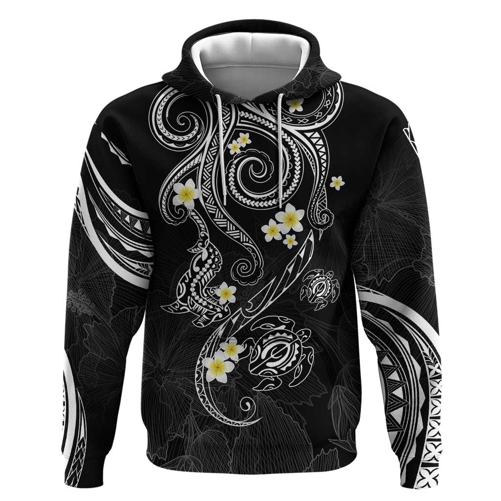 Polynesia Tribal Zip Hoodie Tentacles Plumeria LT7 Pullover Hoodie Black - Polynesian Pride