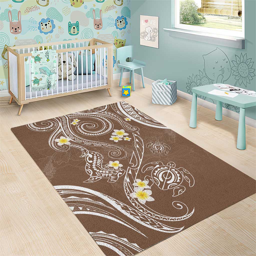 Polynesia Tribal Area Rug Mocha Plumeria Tentacles