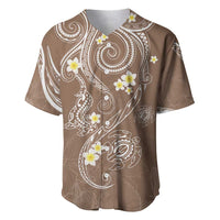 Polynesia Tribal Baseball Jersey Mocha Plumeria Tentacles LT7 Mocha - Polynesian Pride