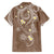 Polynesia Tribal Family Matching Off The Shoulder Long Sleeve Dress and Hawaiian Shirt Mocha Plumeria Tentacles