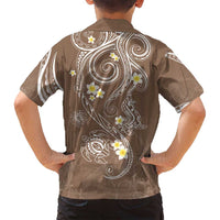 Polynesia Tribal Family Matching Puletasi and Hawaiian Shirt Mocha Plumeria Tentacles
