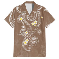 Polynesia Tribal Family Matching Short Sleeve Bodycon Dress and Hawaiian Shirt Mocha Plumeria Tentacles LT7 Dad's Shirt - Short Sleeve Mocha - Polynesian Pride