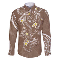 Polynesia Tribal Family Matching Tank Maxi Dress and Hawaiian Shirt Mocha Plumeria Tentacles LT7 Dad's Shirt - Long Sleeve Mocha - Polynesian Pride
