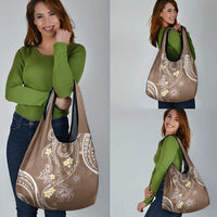 Polynesia Tribal Grocery Bag Mocha Plumeria Tentacles