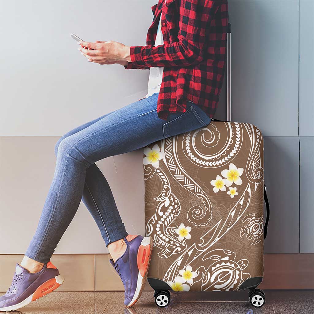 Polynesia Tribal Luggage Cover Mocha Plumeria Tentacles