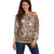 Polynesia Tribal Off Shoulder Sweater Mocha Plumeria Tentacles