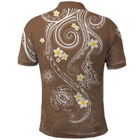 Polynesia Tribal Polo Shirt Mocha Plumeria Tentacles
