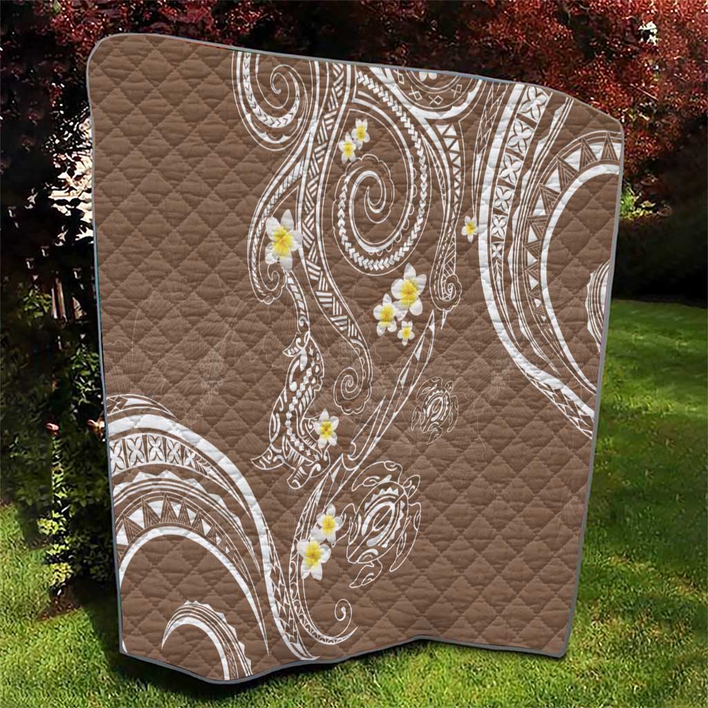 Polynesia Tribal Quilt Mocha Plumeria Tentacles