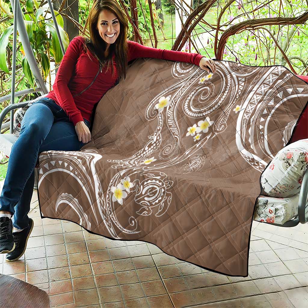 Polynesia Tribal Quilt Mocha Plumeria Tentacles