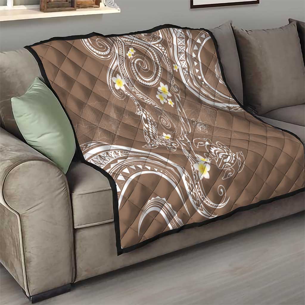 Polynesia Tribal Quilt Mocha Plumeria Tentacles