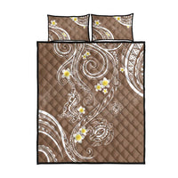 Polynesia Tribal Quilt Bed Set Mocha Plumeria Tentacles