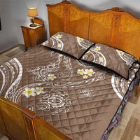 Polynesia Tribal Quilt Bed Set Mocha Plumeria Tentacles