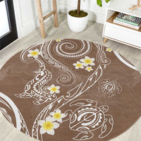 Polynesia Tribal Round Carpet Mocha Plumeria Tentacles LT7 Mocha - Polynesian Pride