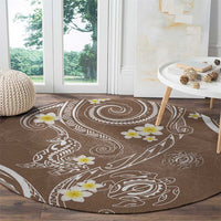 Polynesia Tribal Round Carpet Mocha Plumeria Tentacles LT7 - Polynesian Pride