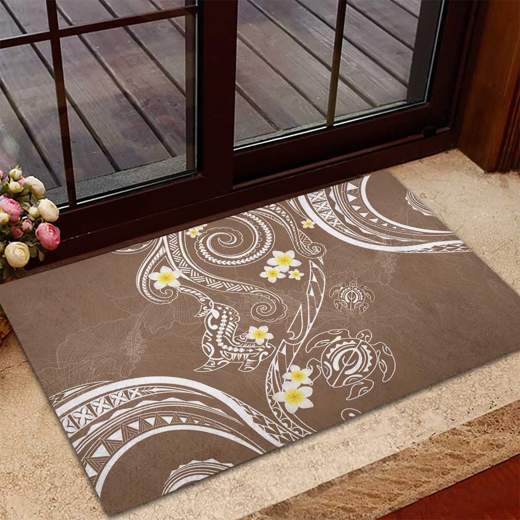 Polynesia Tribal Rubber Doormat Mocha Plumeria Tentacles LT7 - Polynesian Pride