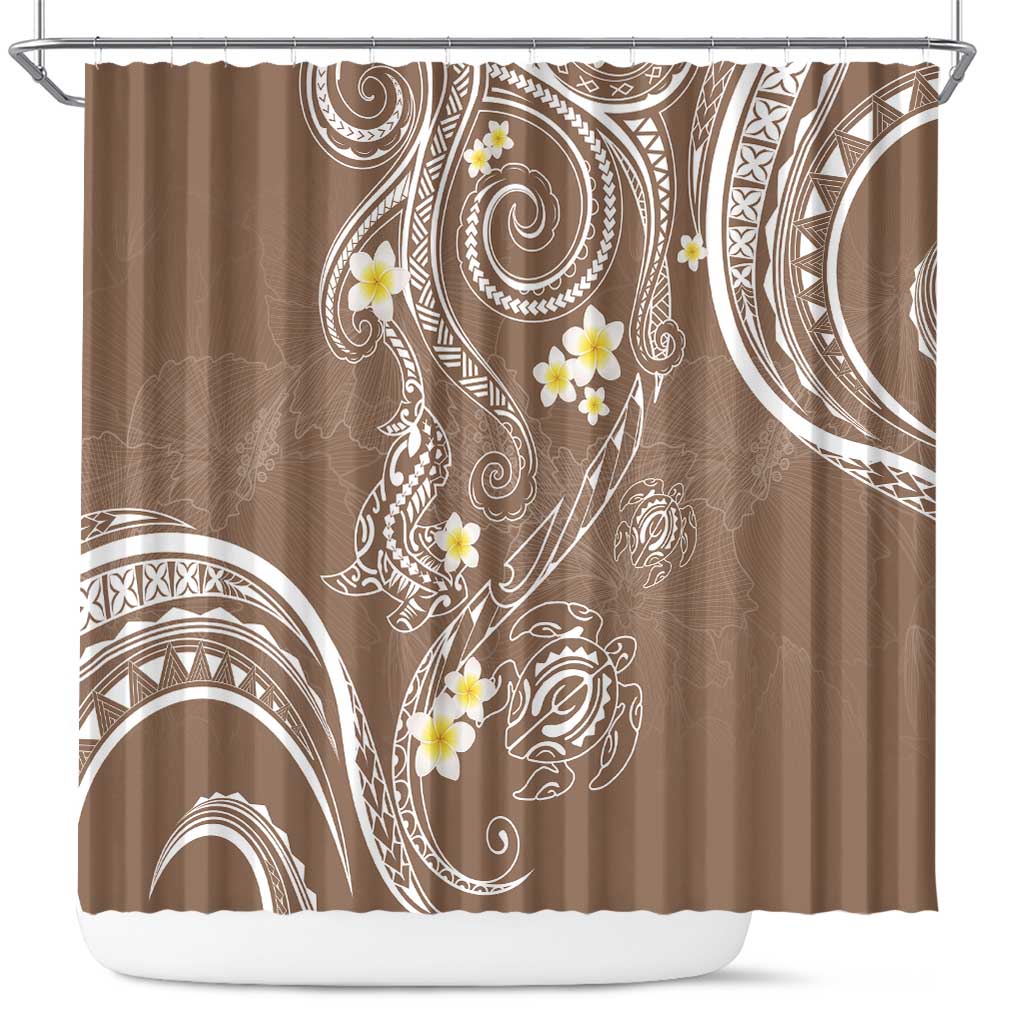 Polynesia Tribal Shower Curtain Mocha Plumeria Tentacles LT7 Mocha - Polynesian Pride