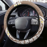 Polynesia Tribal Steering Wheel Cover Mocha Plumeria Tentacles LT7 - Polynesian Pride
