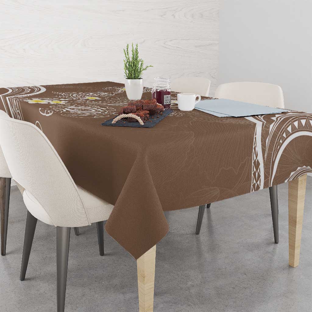 Polynesia Tribal Tablecloth Mocha Plumeria Tentacles